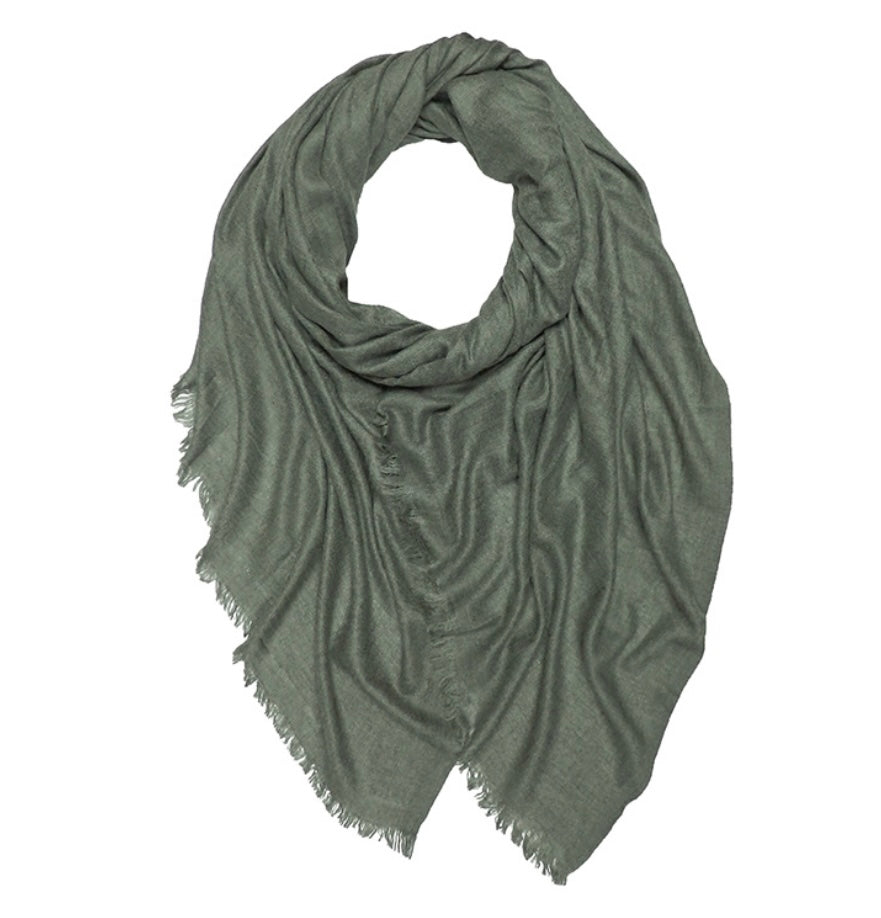 Cotton and wool plain scarf