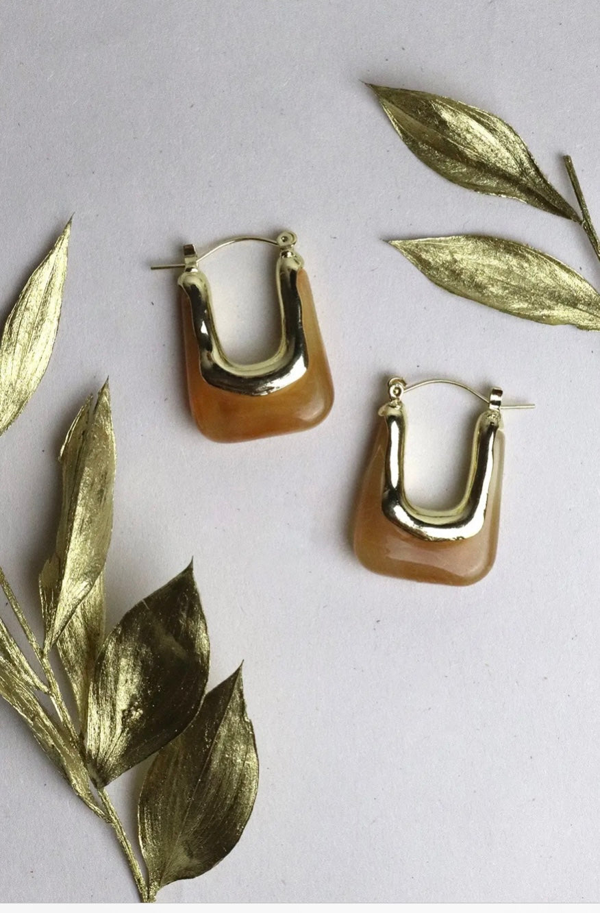 Resin gold earrings