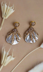Oyster shell diamanté earrings